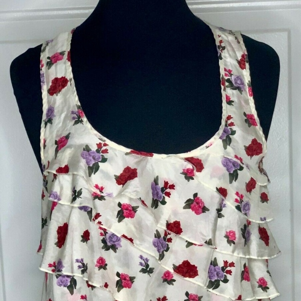 21 Women's Tiered Ruffle Floral Tank Top size Med